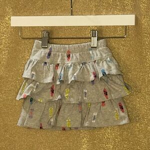 Bundle: Gray Ruffled Skort with Colorful Print, Khaki and Tie Dye Skorts